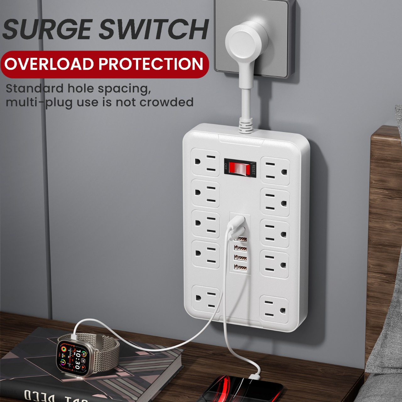 Nuevo tipo con interruptor de sobretensión enchufe de línea de cable doméstico enchufe de línea