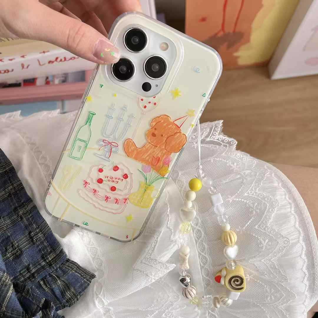 Dibujos animados graffiti cumpleaños cachorro adecuado 16ProMax pulsera iphone15 funda para teléfono 13 Apple 14 pareja 16