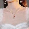 Red necklace, chain from pearl, accessory, light luxury style, Birthday gift
