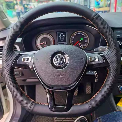 Volkswagen Lavida Steering Wheel: Steering wheel cover - black-brown-line-default-items