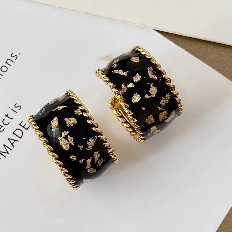 F7606 블랙 C자형 귀걸이