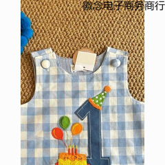 宝宝周岁衣服夏装超洋气休闲婴幼儿格子爬爬服夏季薄款婴儿连体衣