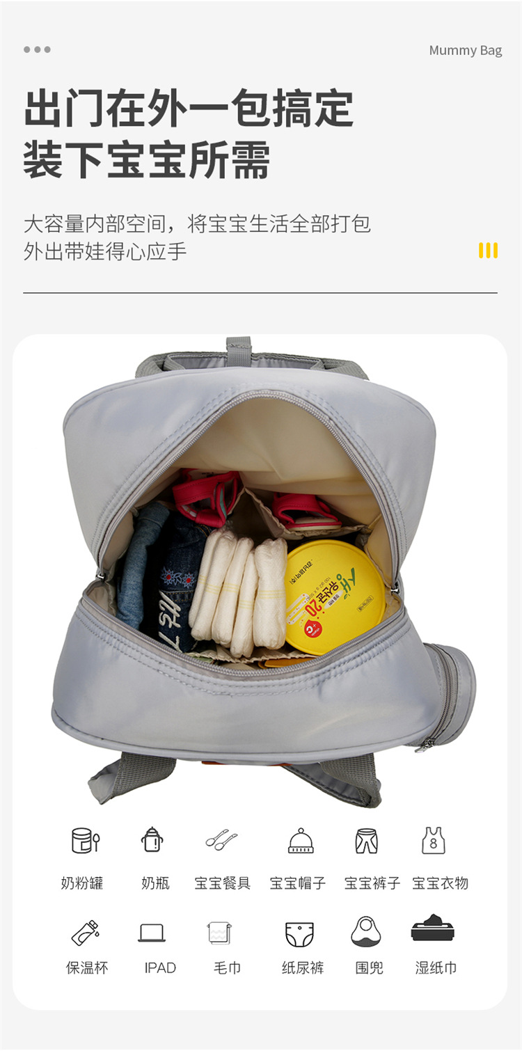 Cross-border exclusive for mother and baby bags, 2025 new large-capacity portable travel diaper bag for both shoulders, printable Mommy bag undefined