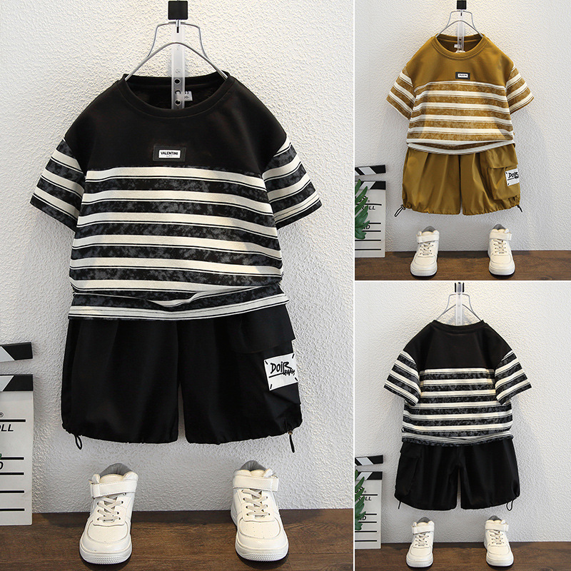 7979 ropa de verano para niños 2024 nuevo traje delgado de manga corta ropa para niños de moda de verano ropa para niños de media manga para niños