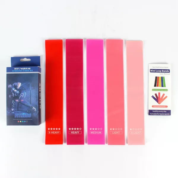 Yoga elastic ring TPE resistance band 5-piece factory supply fitness chest muscle squat cross-border direct supply pink gradient