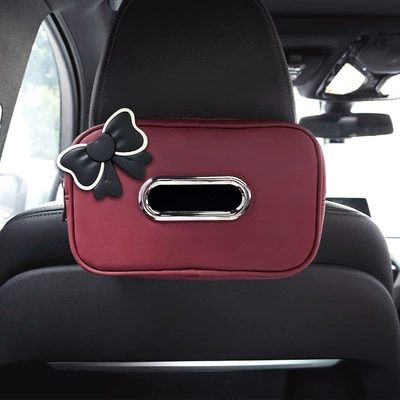 cute baby cute tissue — Car tissue box/set - a-pack-wine-red-tissue-box-black-bow