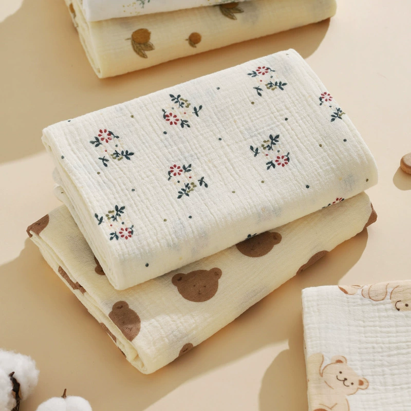 Индивидуальный двухслойный пеленальный плед из крепа для новорожденных, впитывающее полотенце для купания, одноразовое детское одеяло, дышащая хлопковая марля