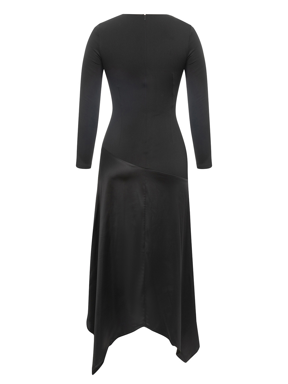 Autumn Winter V neck Stitching Tight Waist Irregular Asymmetric Hip-Wrapped Dress Long Sleeve Dress Evening Dress