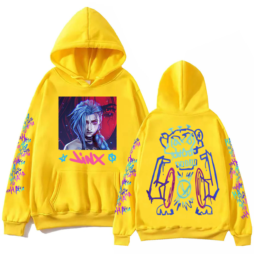 Hot Anime Arcane-Jinx Hoodie Harajuku Hip Hop Pullover Tops