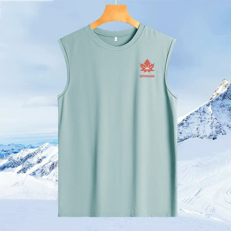 Мужская летняя шелковая футболка с круглым воротом, быстро сохнущий тонкий дышащий жилет без рукавов, размер плюс, оверсайз