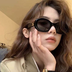 Xiaohongshu ins ストリート撮影凱旋門オーバルニュートラルレトロファッショナブルなラージフレームサングラスサングラス小顔