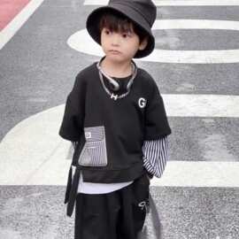 长袖男童套装春秋冬装2025新款儿童帅气卫衣男孩时尚衣服潮宝宝潮