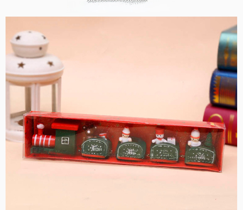 Piiriülesed jõulukaunistused puidust neljaosaline rong laste pühadekingitused akna töölaua ehted_voghion.com