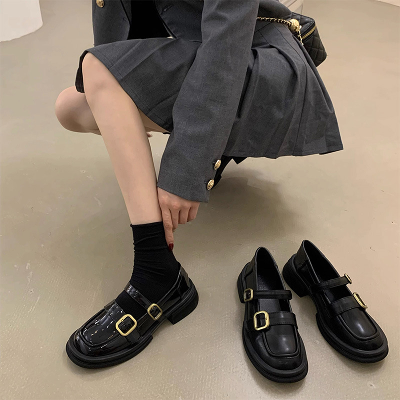 Retro Mary Jane shoes platform English style