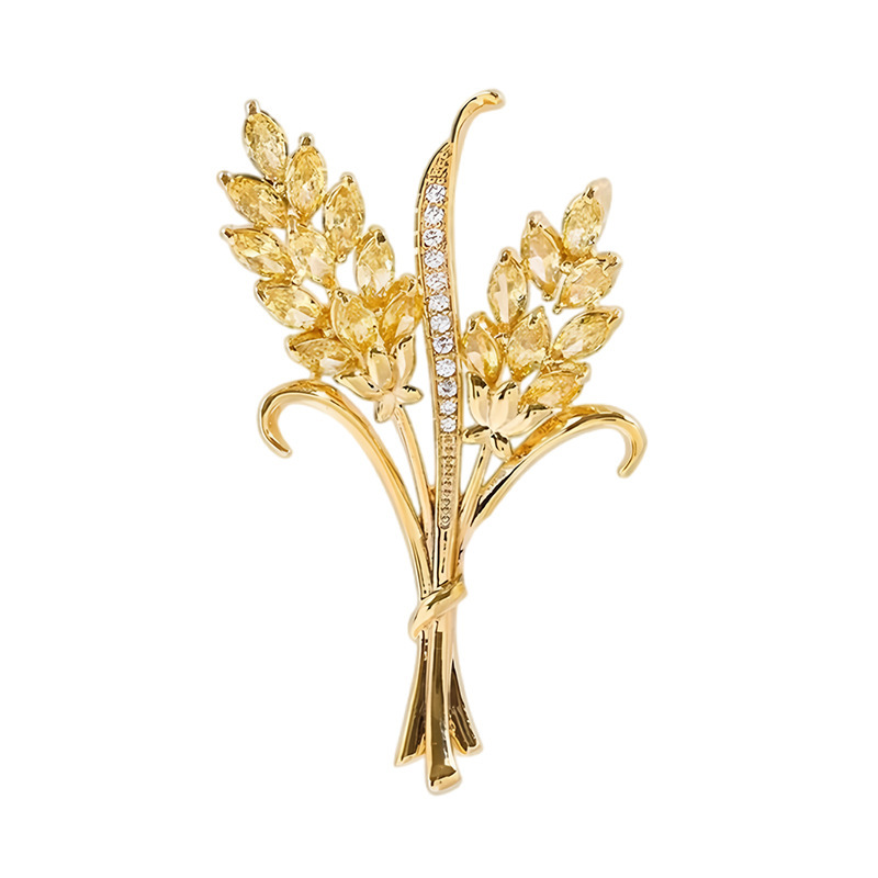 Wheat Bouquet Brooch for Women, Versatile and Personalized Crystal Corsage, Niche Design Pin, Luxurious and Atmospheric Suit Accessories