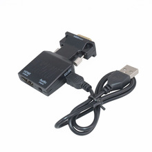 工厂现货VGA TO HDMI转接头VGA公转HDMI母高清转换器带音频带供电