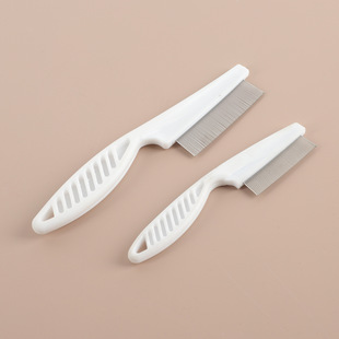 Flea Comb Steel Needle Comb Encrypted Flea Lice Comb White Handle Pet Supplies Wholesale