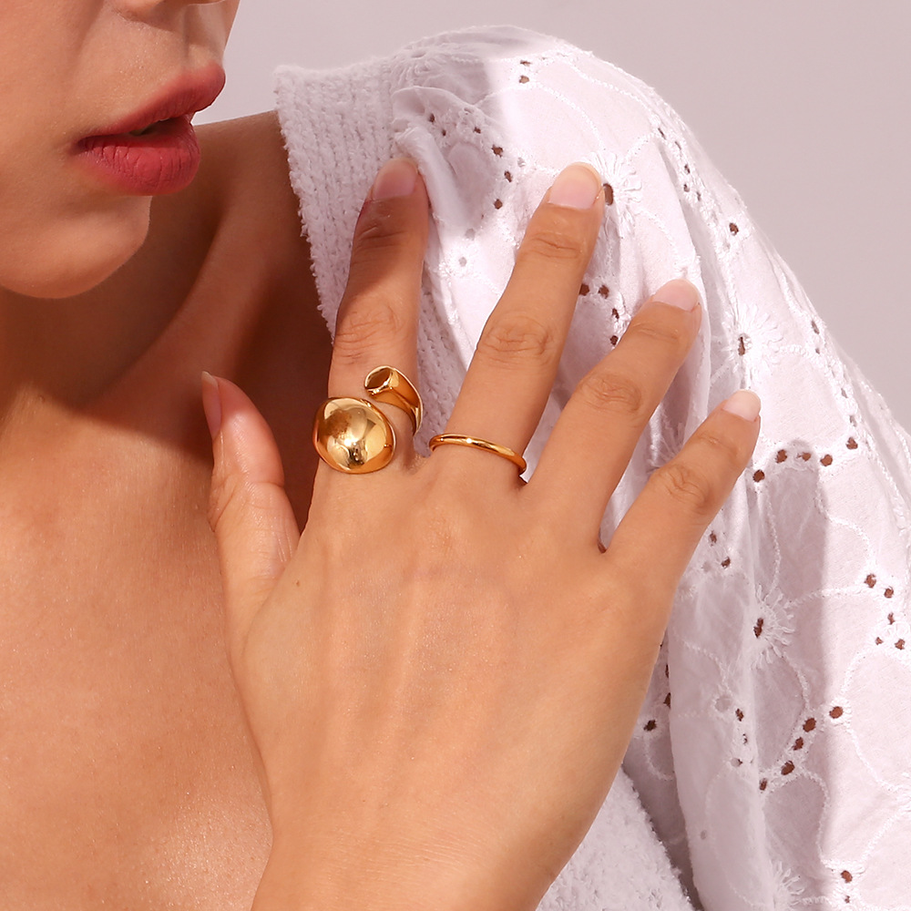 Geometric Pattern Women's Gender Plating Design Retro Lady Geometric Stainless Steel Plating Rings