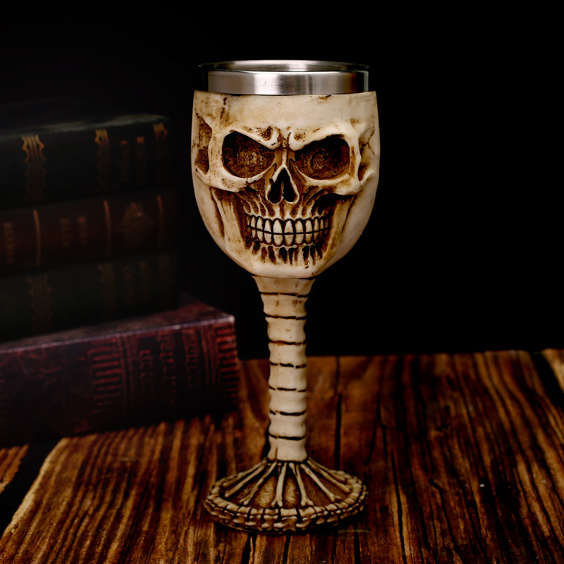 Copas de vino transfronterizas 2025, copa de vino tinto de resina personalizada, copa de bar al por mayor, nueva calavera, acero inoxidable