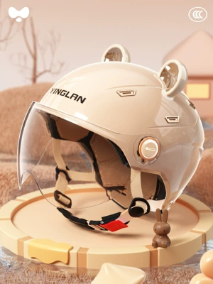 Cute Women's Electric Scooter Helmet: Motosiklet kaskı (dəbilqə) - 3c-single-lens-coffee-hd-short-lens-class-a-new-national-standard-one-size-fits-all