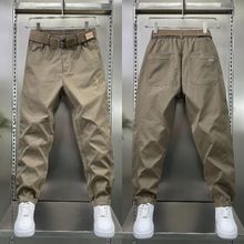 秋季新款男士休闲裤宽松百搭潮牌束脚裤纯色时尚工装户外哈伦长裤