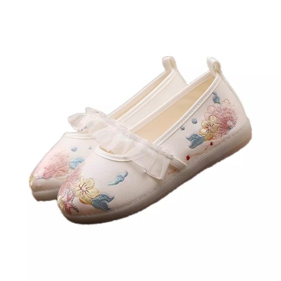 Xuanyu Art Colorful Shell Children's Hanfu Shoes Girls' Embroidered Shoes Ethnic Style Mamian Skirt Shoes Ancient Style Shoes 2025 Spring