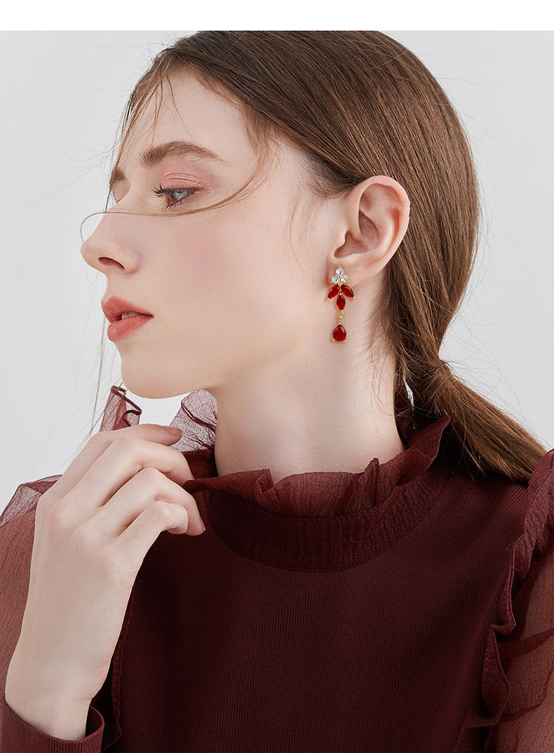22g Weight Zircon Inlay Material Earrings, Necklace Classification Earrings + Necklace Quantity Weekend, Lawn Occasion Copper Material Water Droplets Pattern All Seasons Season Women's Gender Classic Style Style Water Droplets Copper Classic Style Earrings Necklace 16