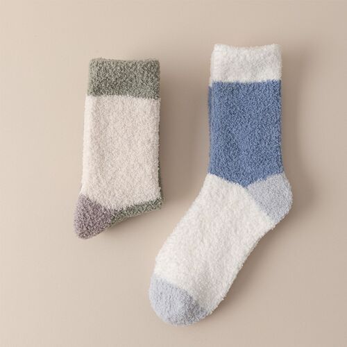 Socks for men in autumn and winter, thickened and velvet, warm, loose, non-stretching, no lint, mid-tube towel, home socks, no lint