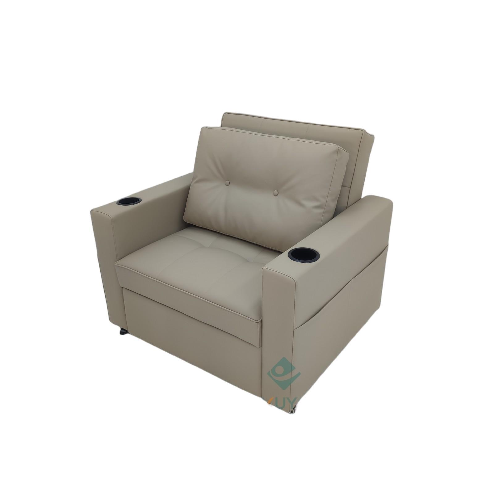 Sofá cama de cuero multifuncional para una persona, sala de estar, oficina, almuerzo, artefacto mágico con portatazas, sofá cama de cine privado