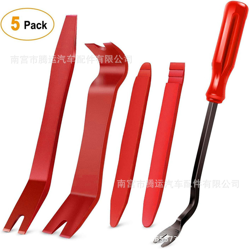 5PCs car audio trim removal anti-scratch red tool kit for door panel audio dashboard