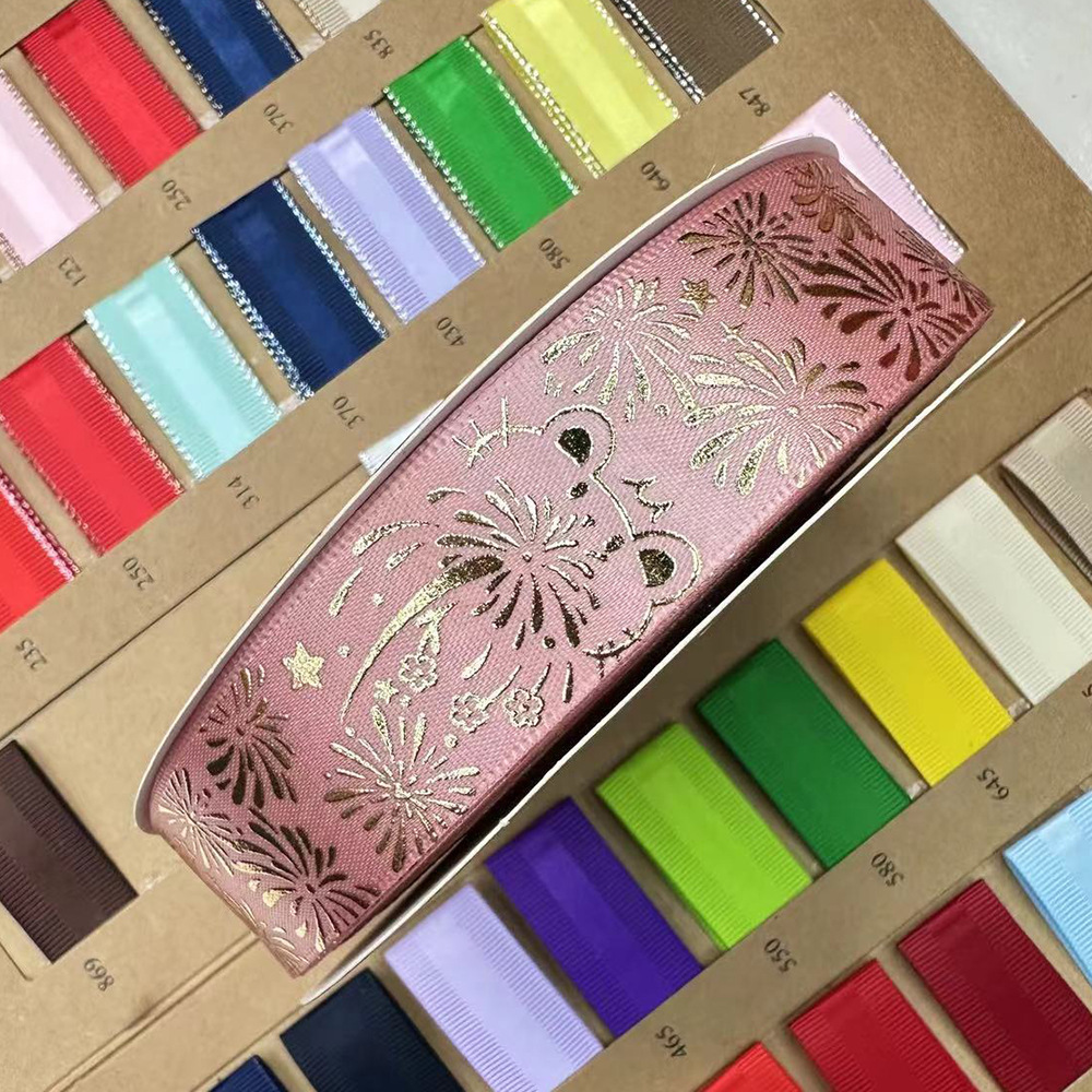 2.5CM fuegos artificiales gatos estampado cinta de estampado en caliente barras de estampado mano para la cinta de regalo de mano decoración cinta de embalaje