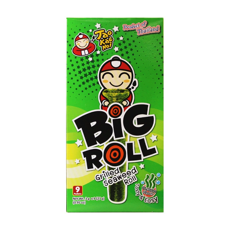 Снеки из водорослей (Taokaenoi Big Roll) Классическая хрустящая, коробка 27 г, assorted flavors