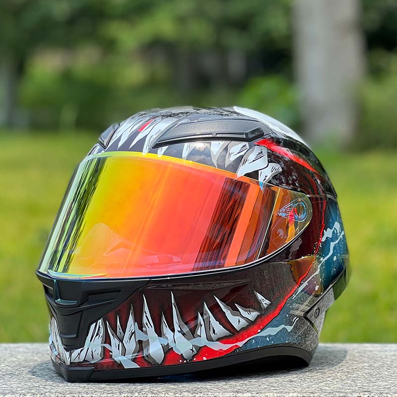 Motorcycle Helmet Personalized Snow House Style with Extended Spoiler
