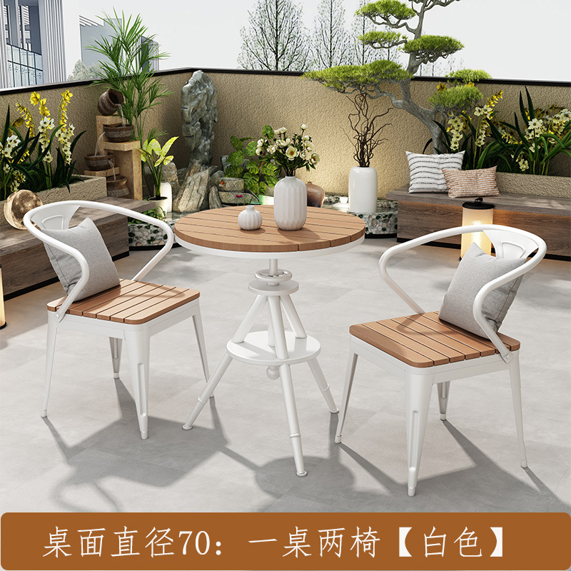 B&B バルコニーレジャーテーブルと椅子の組み合わせ中庭ガーデン屋外ダイニングテーブル屋外防水日焼け止めラウンドテーブルレッド|undefined