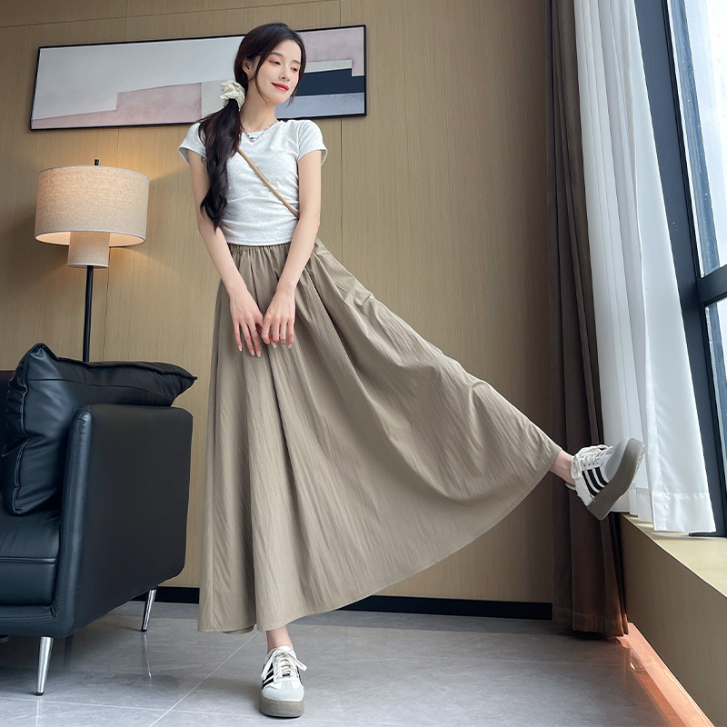 Women's Skirt 2026 New Spring/Summer Thin High-Waisted A-Line Drapey Pleated Long Skirt for Petite Figures Yamamoto Style Skirt