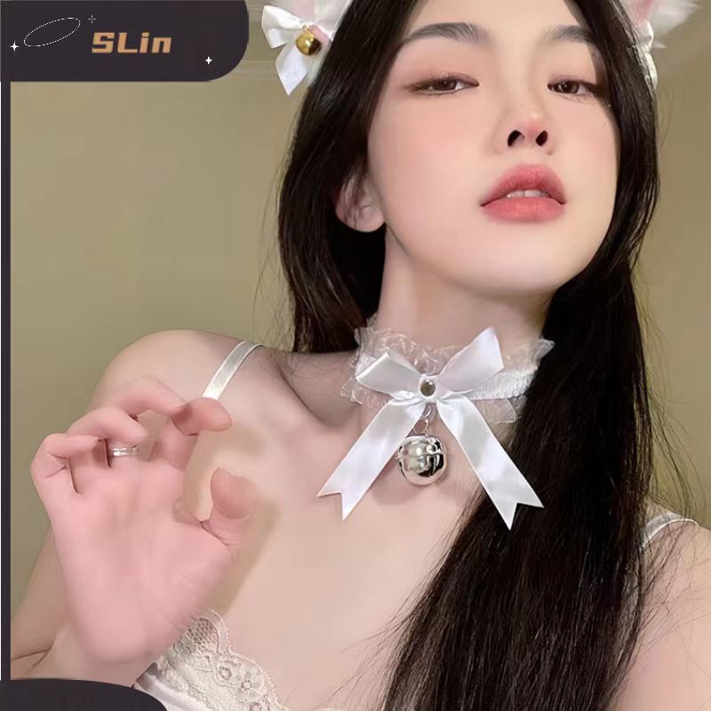 Cute and Pure Choker Necklace Clavicle Chain Lace Trim Sexy Women's High-End Bell Ring Halter Neck