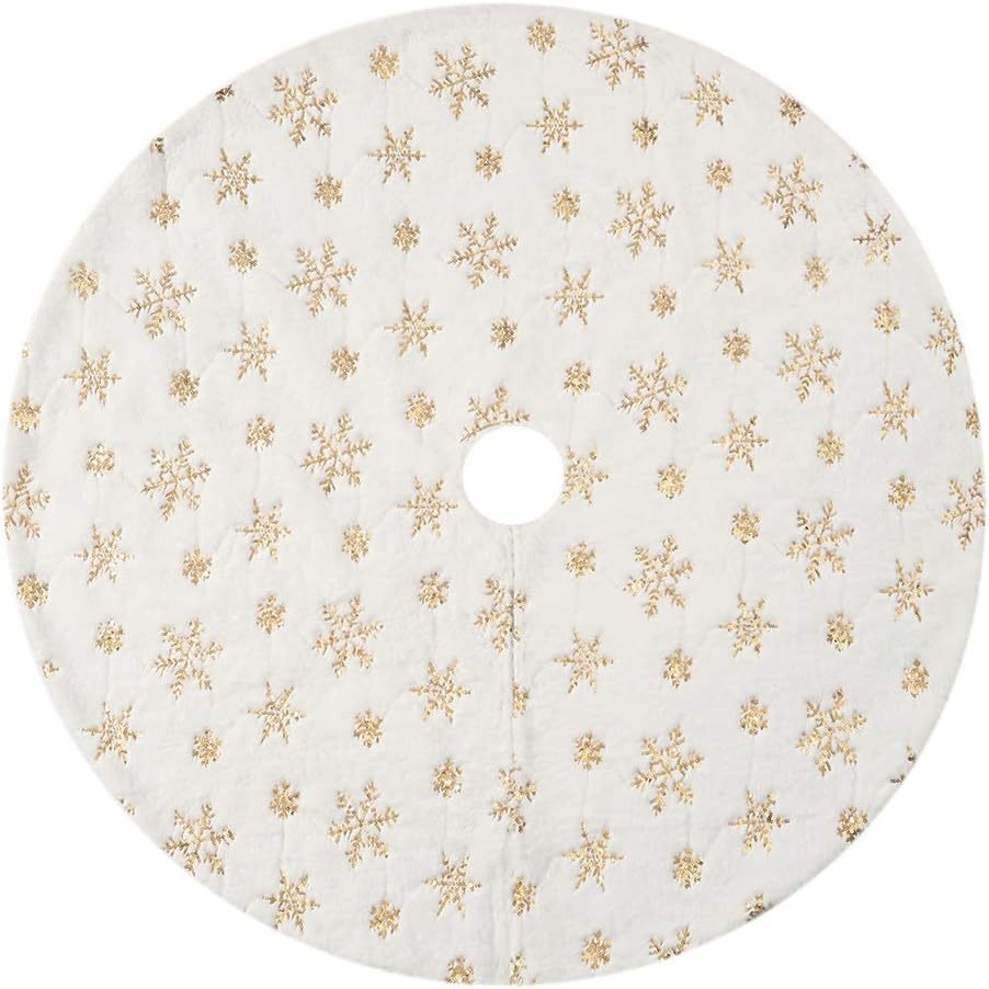 흰색 털실 트리 장식 골드 눈꽃