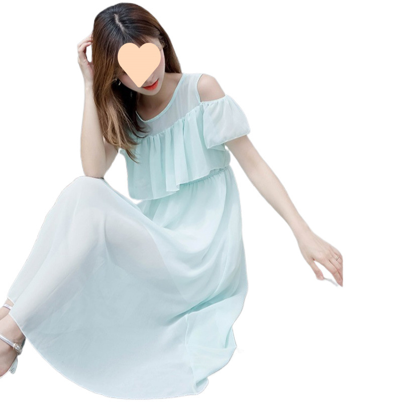 Shiffon cute long beach fresh dress for students