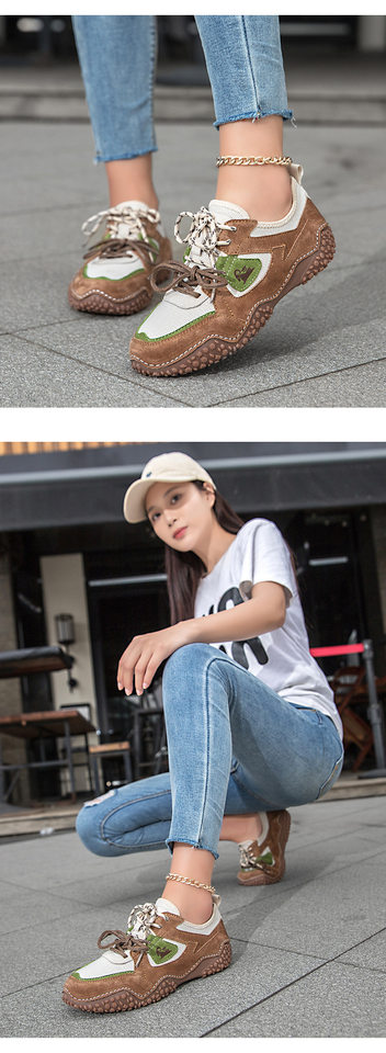 Giày thể thao unisex cỡ lớn da thật mũi tròn, đế bệt, dây thun, phong cách năng động — 6887 màu cát, 6887 nâu, 6887 rượu vang đỏ chi tiết 17