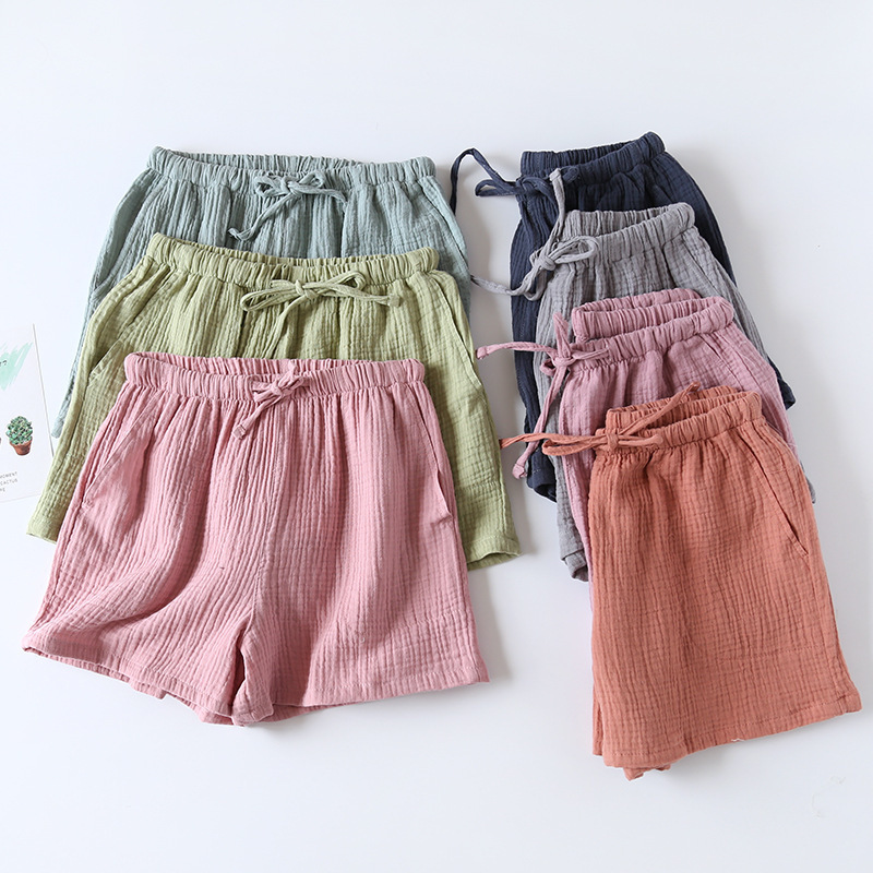 Women's summer pajama pants women's cotton gauze double-layer thin loose love shorts home pants plus size beach pants Women's summer pajama pants women's cotton gauze double-layer thin loose love shorts home pants plus size beach pants