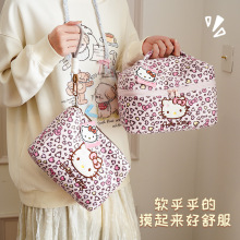 正版HelloKitty豹纹化妆包大容量云朵收纳包高颜值便携旅行手提包