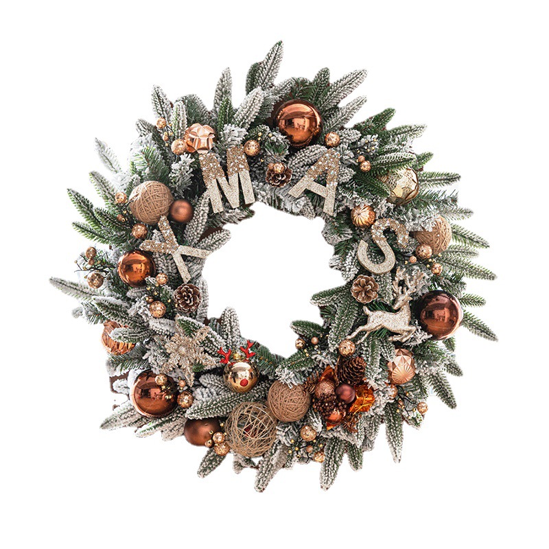 Nueva Corona Navideña para Puerta de 50/60 cm, Decoraciones Navideñas, Corona de Nieve, Adornos Colgantes, Decoración para Escenarios