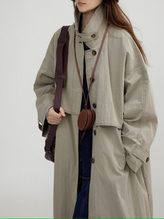 Sherlock manuscript 'retro vintage stand -collar paper -sensitive water washing long autumn wind coat outer jacket female