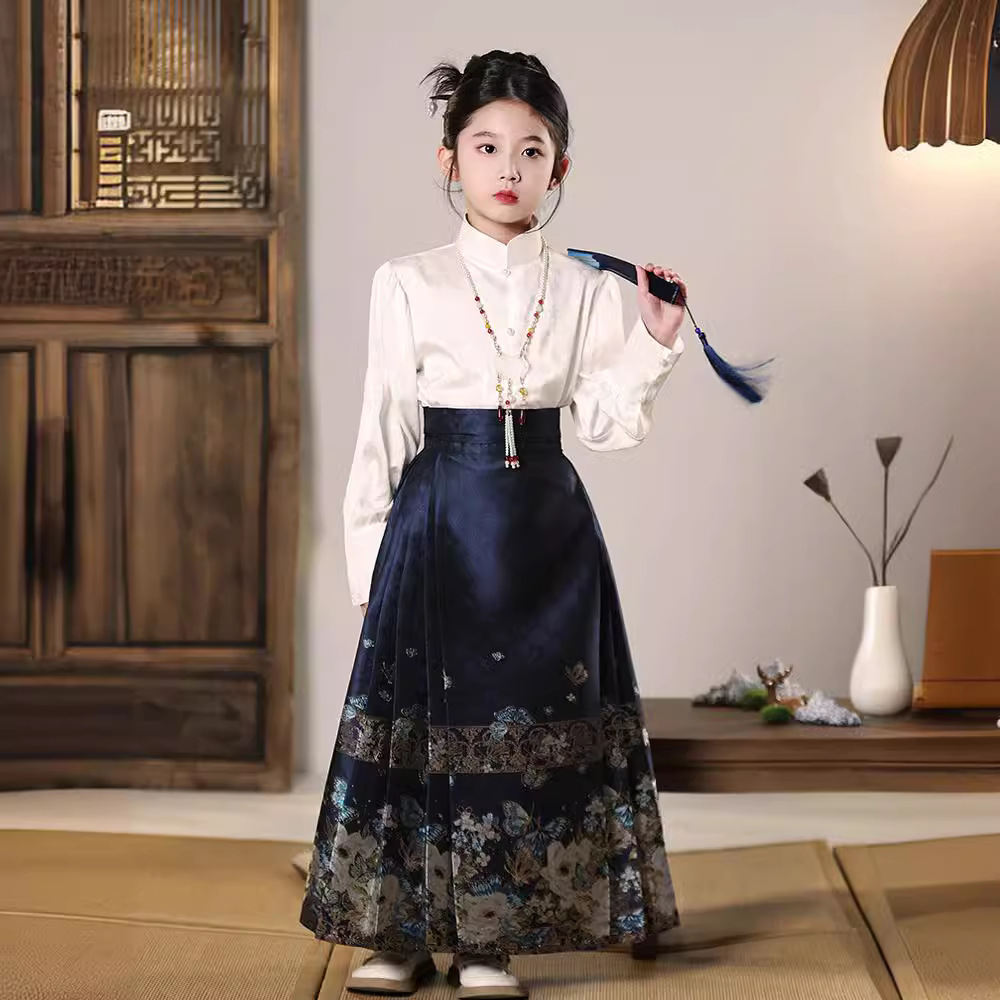 儿童马面裙古风明制汉服女宝幼儿园诗歌朗诵国学服套装日常炸街