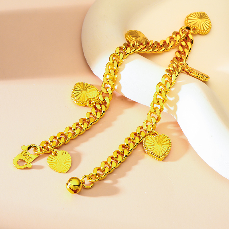 Vietnamese Sand Gold Women's Heart Bracelet Women's Fashion Sand Gold Bracelet Wholesale Cross-Border Live Broadcast Heart Bracelet 2