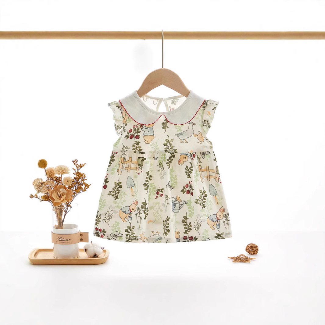 Baby's Collar Dress Cute Summer Princess Dress Infant's Pure Cotton Sweet Style Small Middle-aged Children's dress Western Style Dress