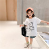 Girls T-shirt 2021 summer new pattern Female baby Mid length version Base coat children T-shirt dress Children Short sleeved jacket