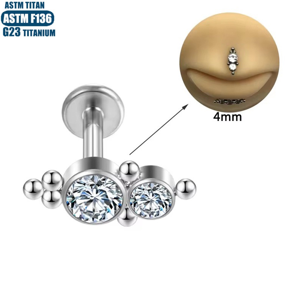 16G labret stud size and finish detail