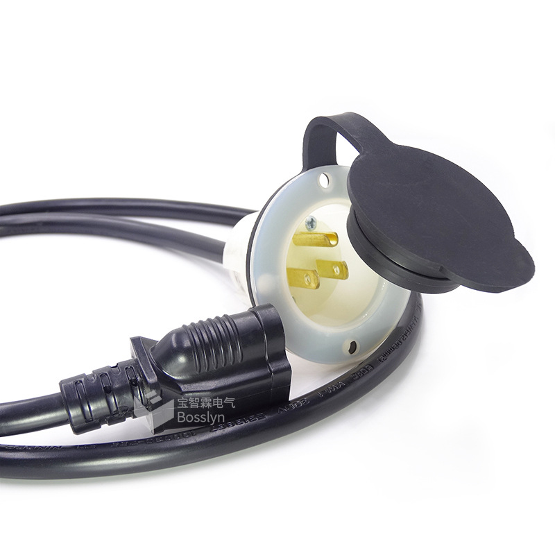 美标房车电源线 NEMA5-15 Flange Inlet to 5-15r Power cord