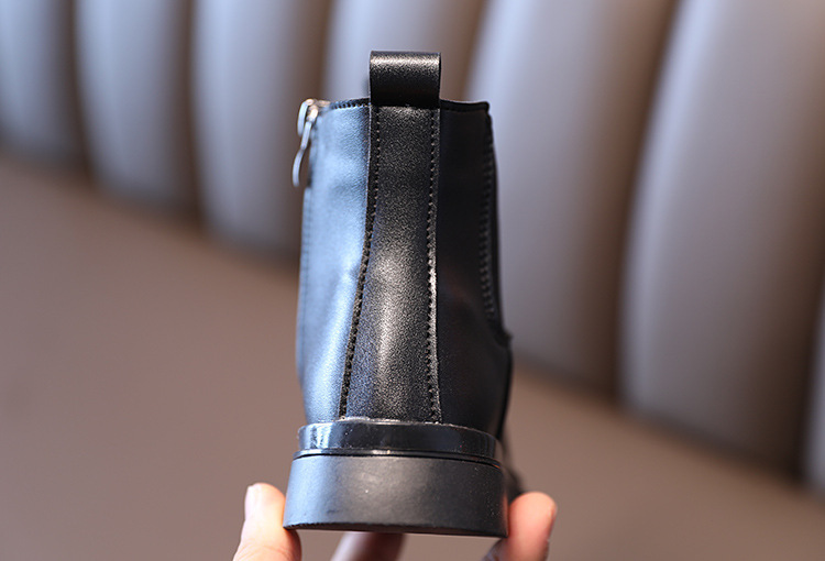 Children's Martin 2024 Spring and Autumn New Black Side Zipper Girls' Mid length British Style Pipe Boots Trend_voghion.com
